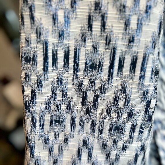 Munthe Chew Blue Ikat Puff Sleeve Babydoll Minidress Size 8 Medium with Pockets - Picture 7 of 14